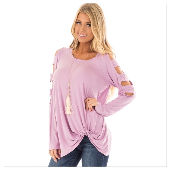 Ice Rose Ladder Sleeve Side Knot Tunic - Picture 3 of 6